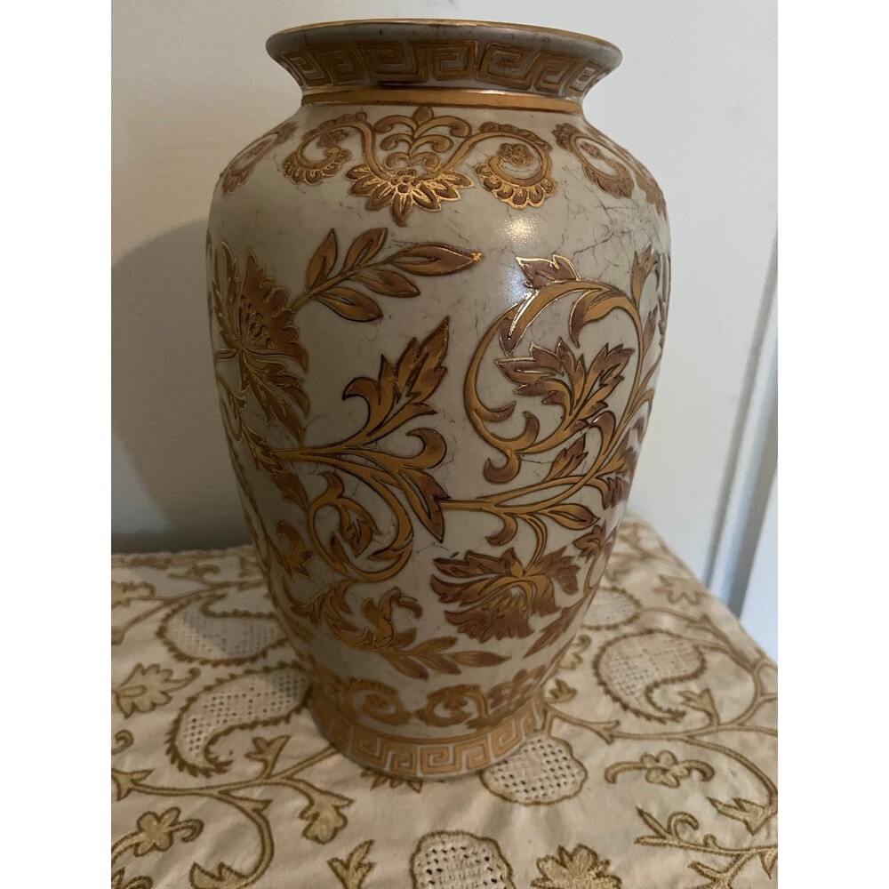 Andrea by Sadek Gilded Scrolling Flower Vase